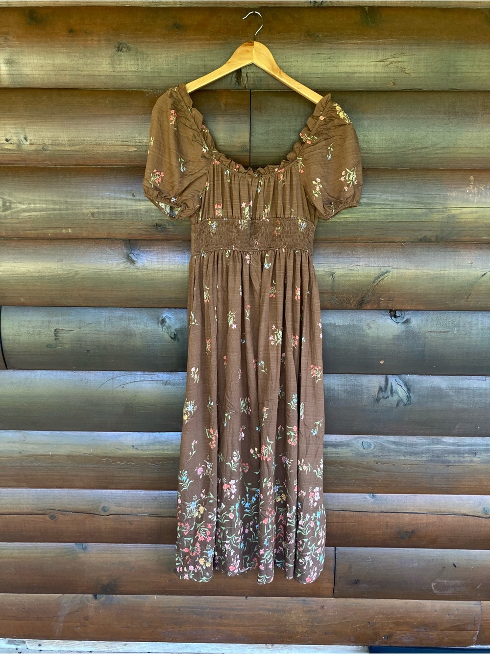 NWT Brown Floral Midi Fall Dress - Picture 12 of 13